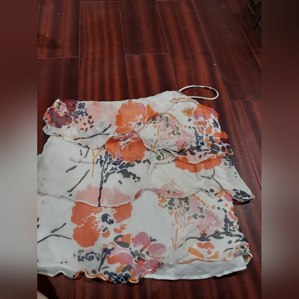 Abercrombie and Fitch silk floral Ruffle one shoulder top size S